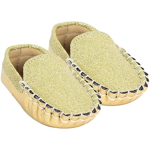 Neska Moda Baby Boys Synthetic Leather Slip On Loafer Booties/Shoes For 6 To 12 Months (Gold) -BT917