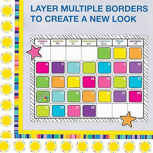 Miniatura 7 de Carson Dellosa Happy Place - Bordes de tablón de anuncios de 65 pies, 1 rollo de borde Sunshine para pizarra blanca, corcho y tablero de pósteres,