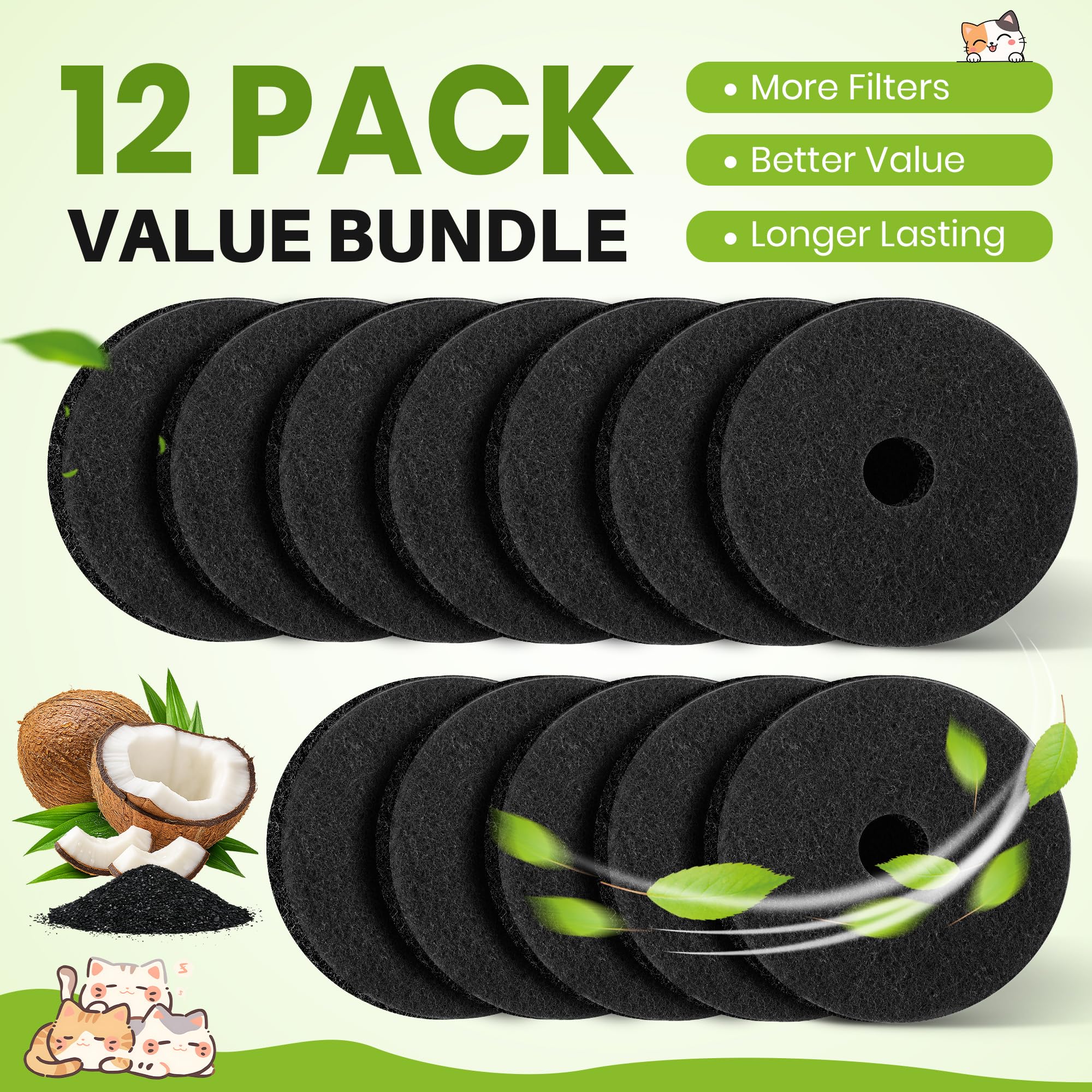Saillong 12 Pack Cat Litter Box Replacement Carbon Filters for Hidden Cat Litter Box Planter, Activated Carbon Charcoal Filters Long Lasting Odor Absorbing, Absorbing Odor, Keep Home Fresh - image 6