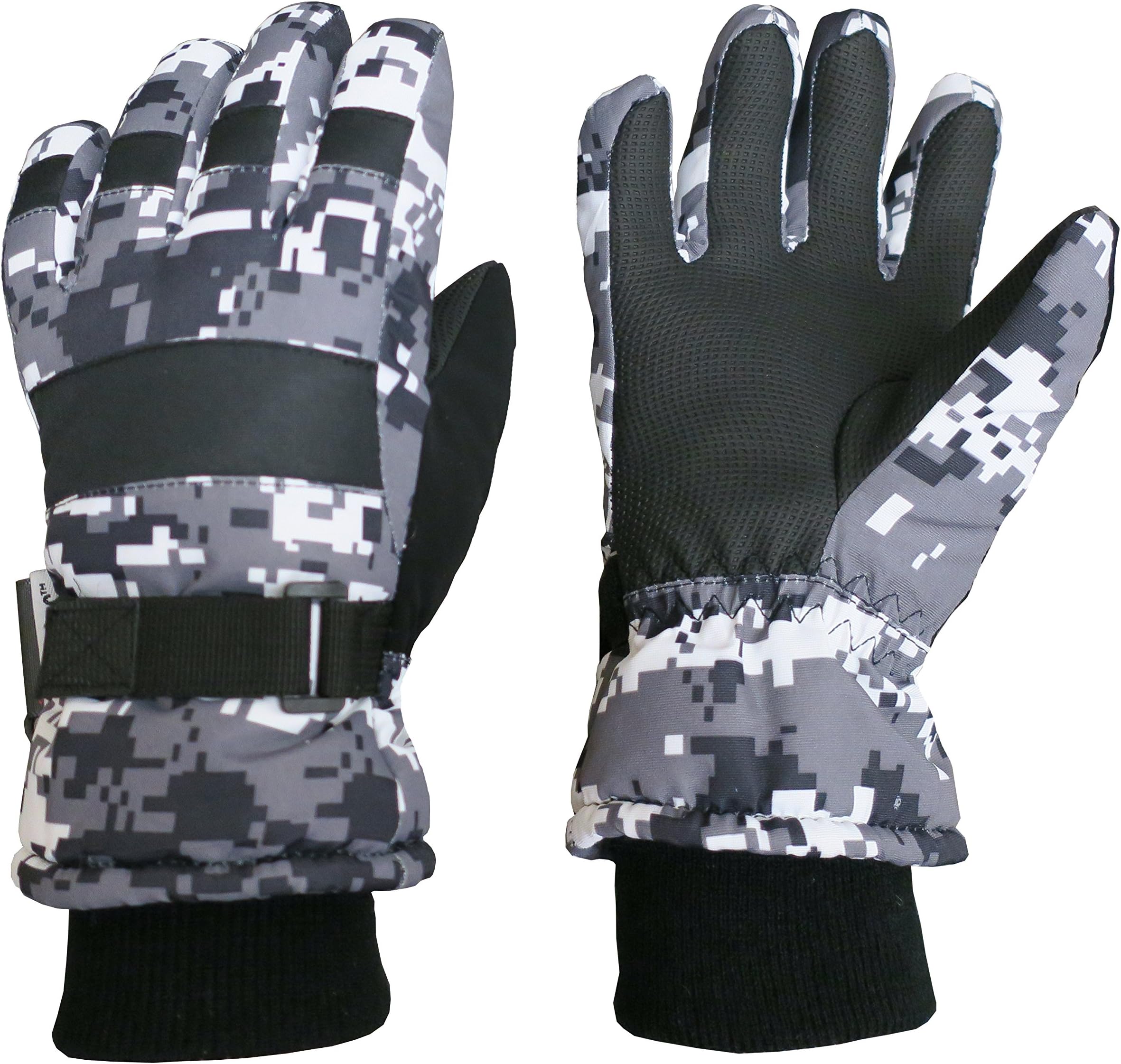 N'Ice Caps Boys Cold Weather Waterproof Camo Print Ski Gloves