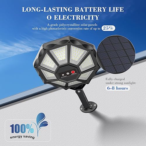 Miniatura 3 de Luces solares para exteriores  6500 K luces solares de calle para exteriores, sensor de movimiento y luz de inundación del atardecer al amanecer,