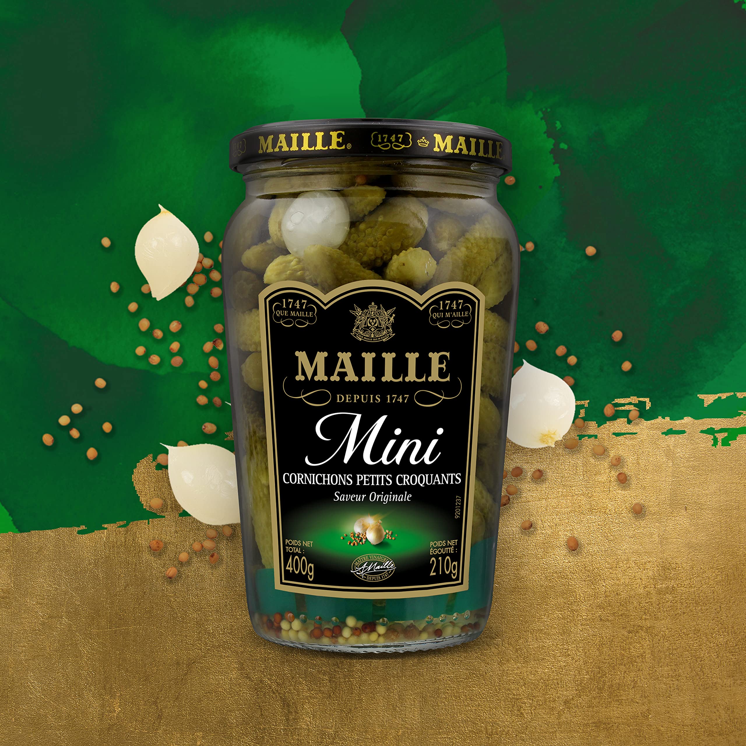 Maille Cornichons Mini Saveur Originale, Le bocal de 210g net égoutté