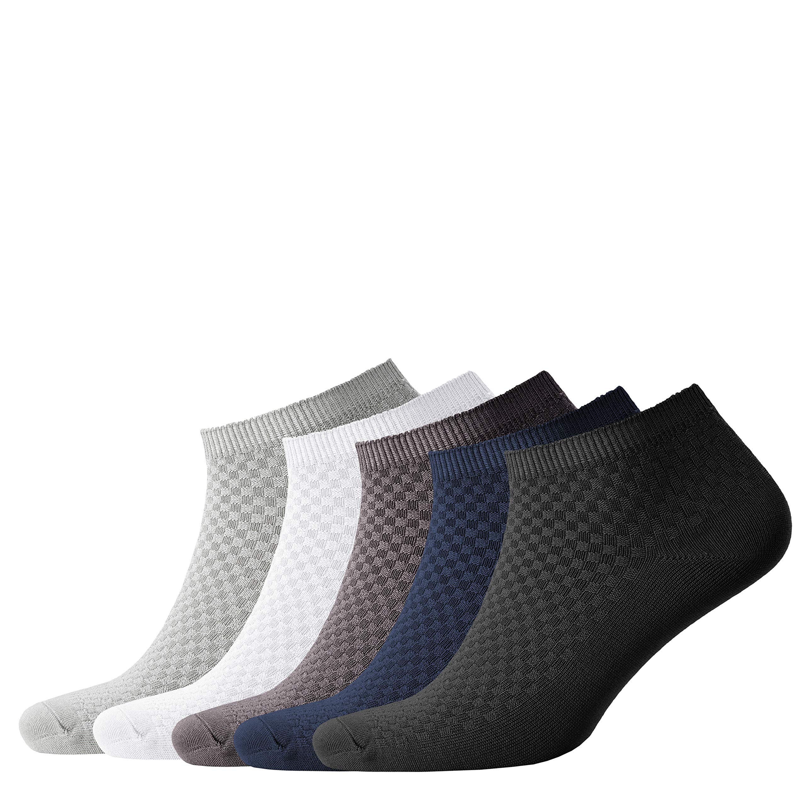 NUDUS UNDERWEARMen’s Bamboo Rayon Ankle Quarter Dress Socks 5-Pair Gift Box, Premium Quality