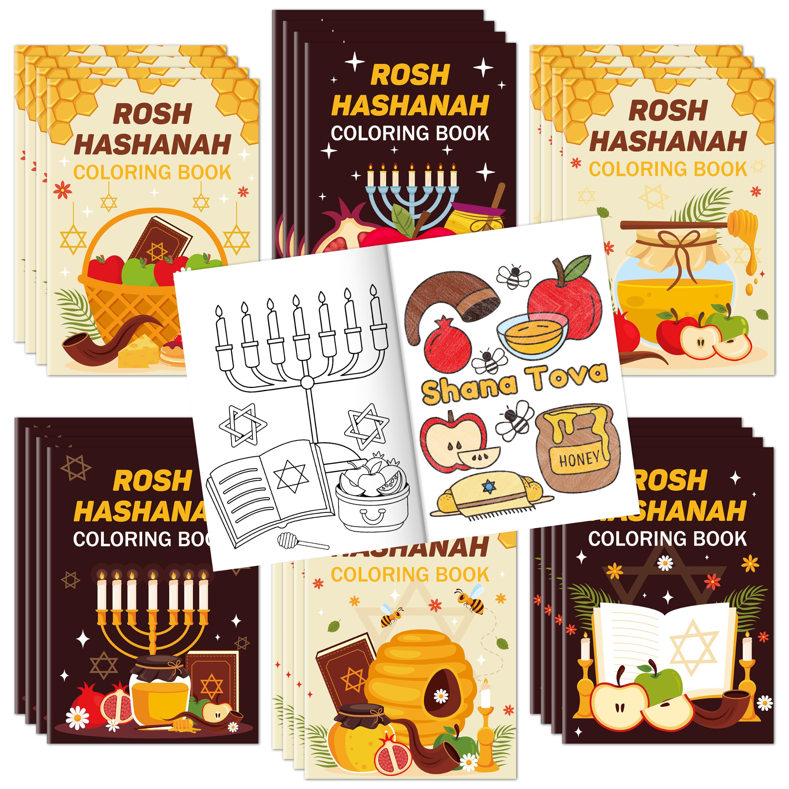 Bulk Rosh Hashanah Coloring Books, Jewish New Year Party Favors for Kids