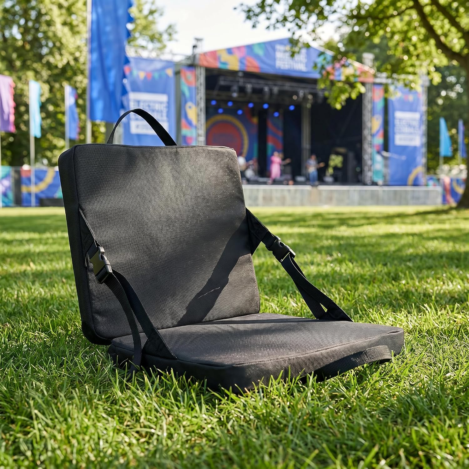 Indoor & Outdoor Folding Chair Cushion, Foldable Portable Stadium Seat,Chair Cushion for Sports Events, Outing, Travelling，Hiking, Fishing