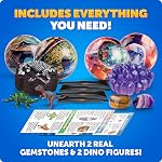 Blue Marble Science Surprise Christmas Ornament Dig Kits – 4 Ornaments with Mini Gemstone and Dinosaur Dig Bricks, Includes Digging Tools and Learning Guide