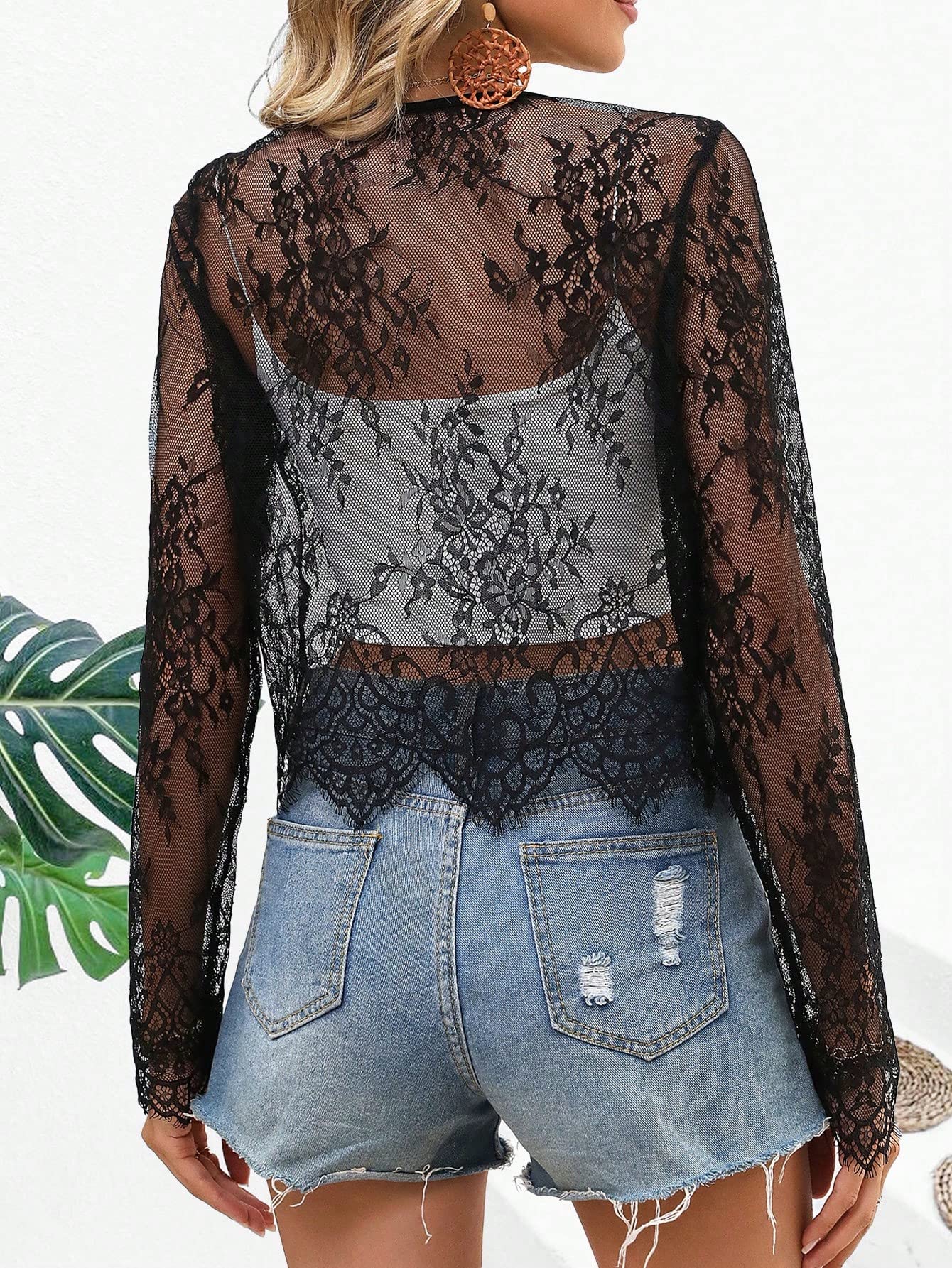 ジャケット・アウター sahara Lace Cuff Over Jacket ZARA ZW COLLECTION LACE JACKET WITH BALLOON SLEEVES