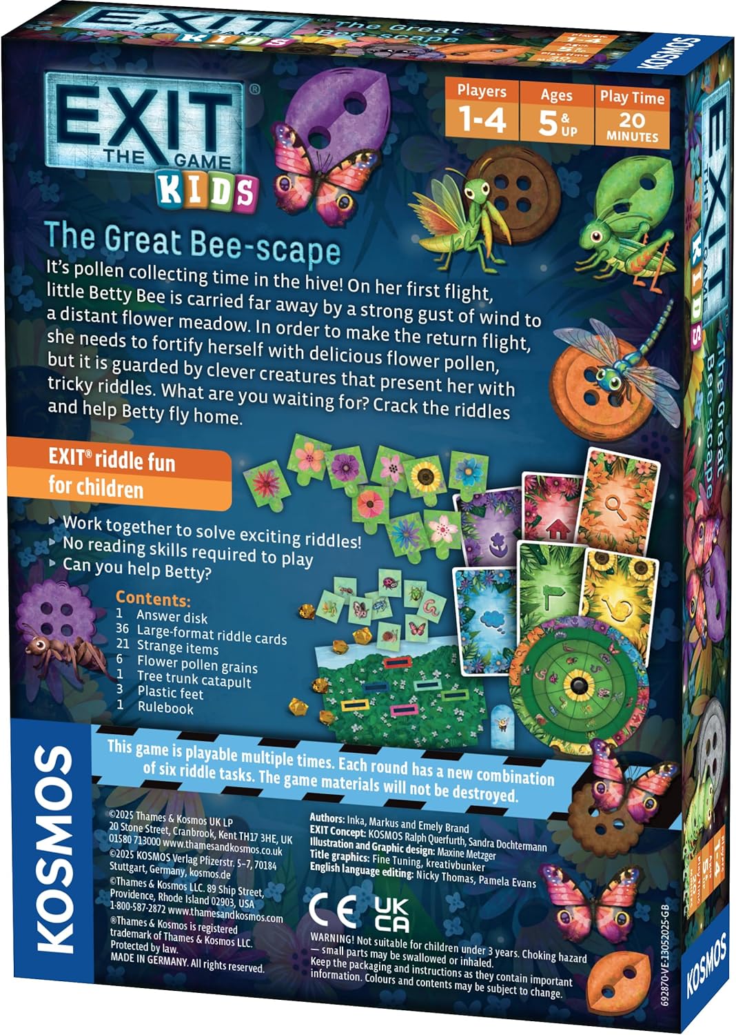 EXIT: Kids -The Great Bee-Scape | Fun, Puzzle Mystery Kids Game, 1-4 Players, Cooperative Nature Game, Riddles, Age 5+, by Kosmos