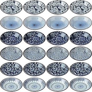 Ramede 24 Pack Japanese Style Soy Sauce Dish 4 Inch Ceramic Dipping Bowls Bulk 3.5 oz Sauce Dishes Small Dip Bowl Porcelain Pinch Set for Sushi, Sauce, Snack, Appetizer and Kitchen Prep