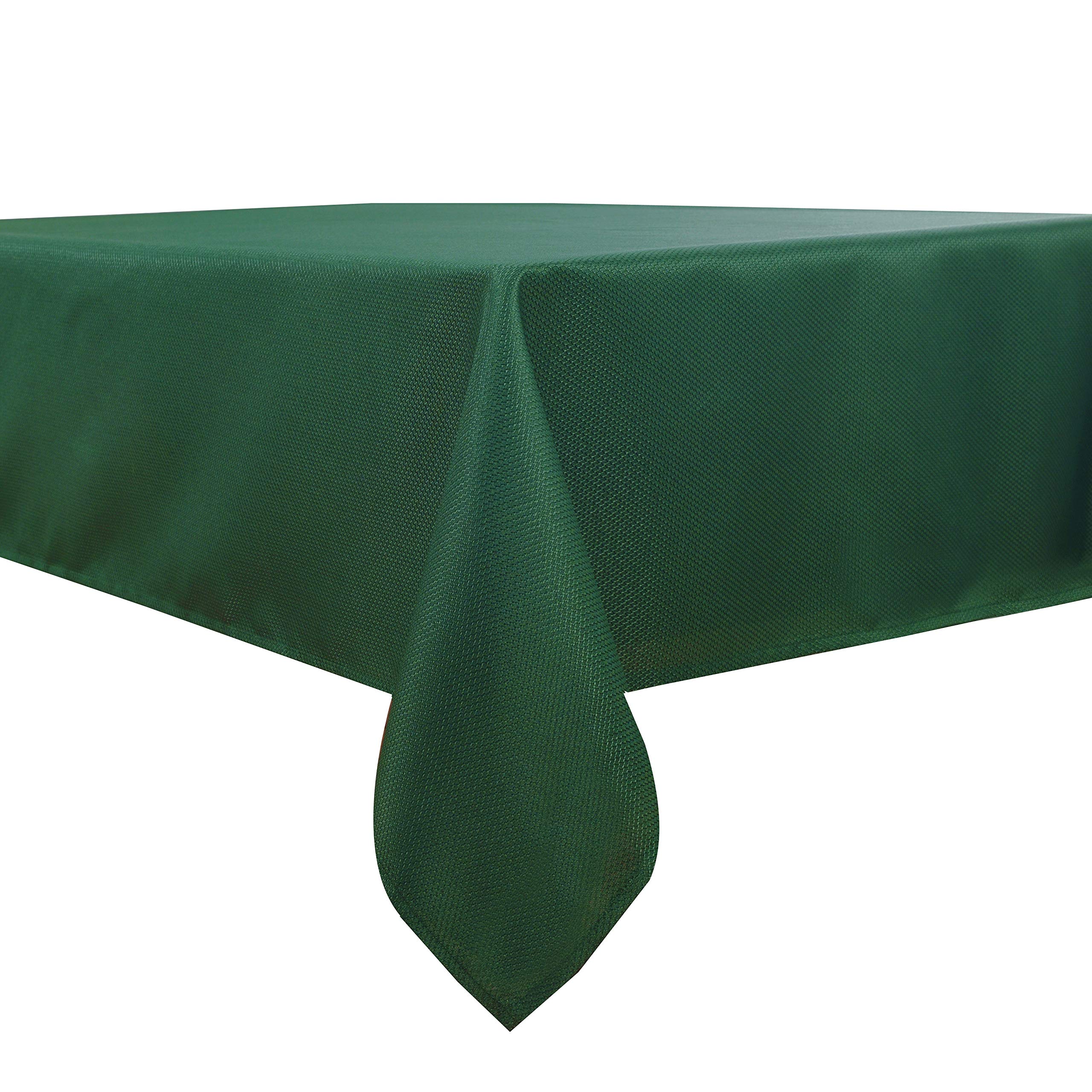 Biscaynebay Textured Fabric Christmas Rectangle Table Cloth 52x70 Inches, Hunter Green Water Resistant Spill Proof Tablecloths for Dining, Kitchen, Wedding and Parties, etc. Machine Washable