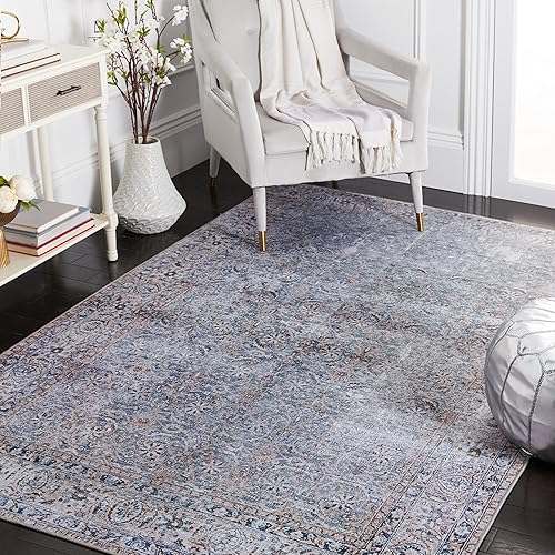 SAFAVIEH Tucson Collection - Alfombra de área de 6 x 9 pies, diseño persa, no desprende pelusa, lavable a máquina y antideslizante, ideal para zonas