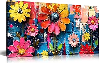 ZHAOSHOP Colorful Flowers Painting Wall Decor Living Room - Floral Canva...