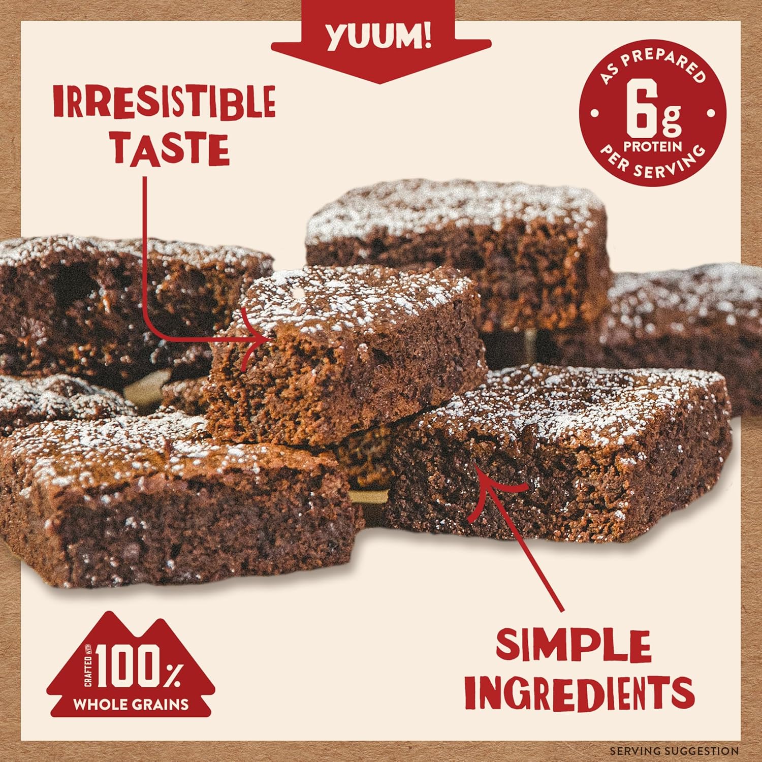 Kodiak Cakes Chocolate Fudge Brownie Mix, 14.8 Ounce Boxes (Pack of 6)
