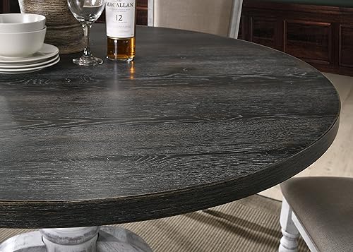 Miniatura 3 de Roundhill Furniture Iris - Juego de comedor de 5 piezas, color blanco desgastado y gris