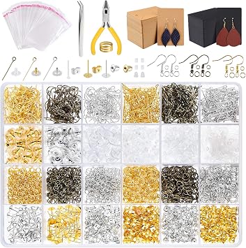 CHRORINE 2940 Pieces Jewellery Craft Accessories Earring Making Kit Earrings Ear Hooks Jump Rings for Making and Repairing Earrings Bracelet DIY