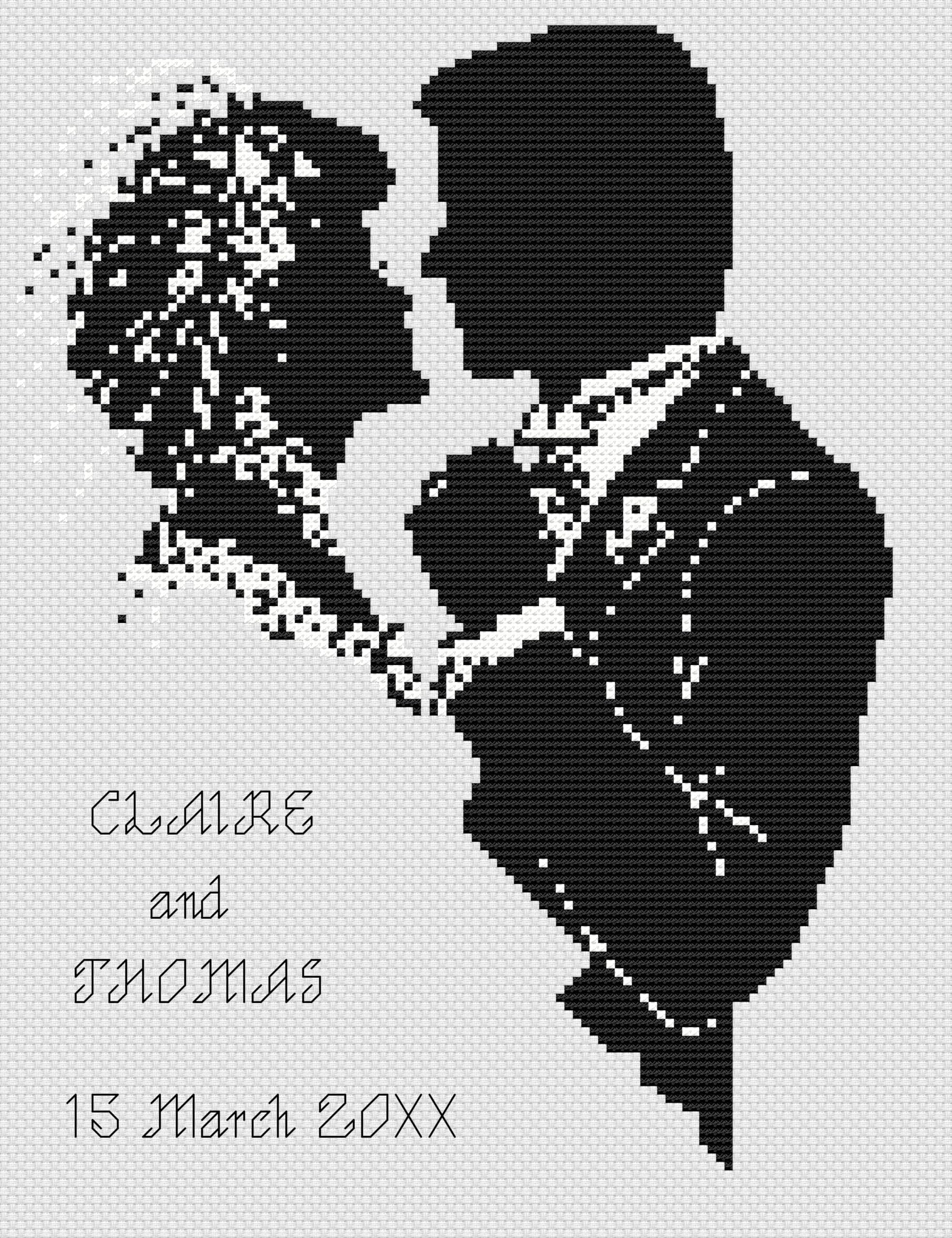 Florashell Needlecrafts Unisex Clear Cross Stitch Kit, Wedding Sampler, 14 Count Aida Fabric, Pre Sorted Dmc Threads, Adult, Life-Size, Non-Foldable