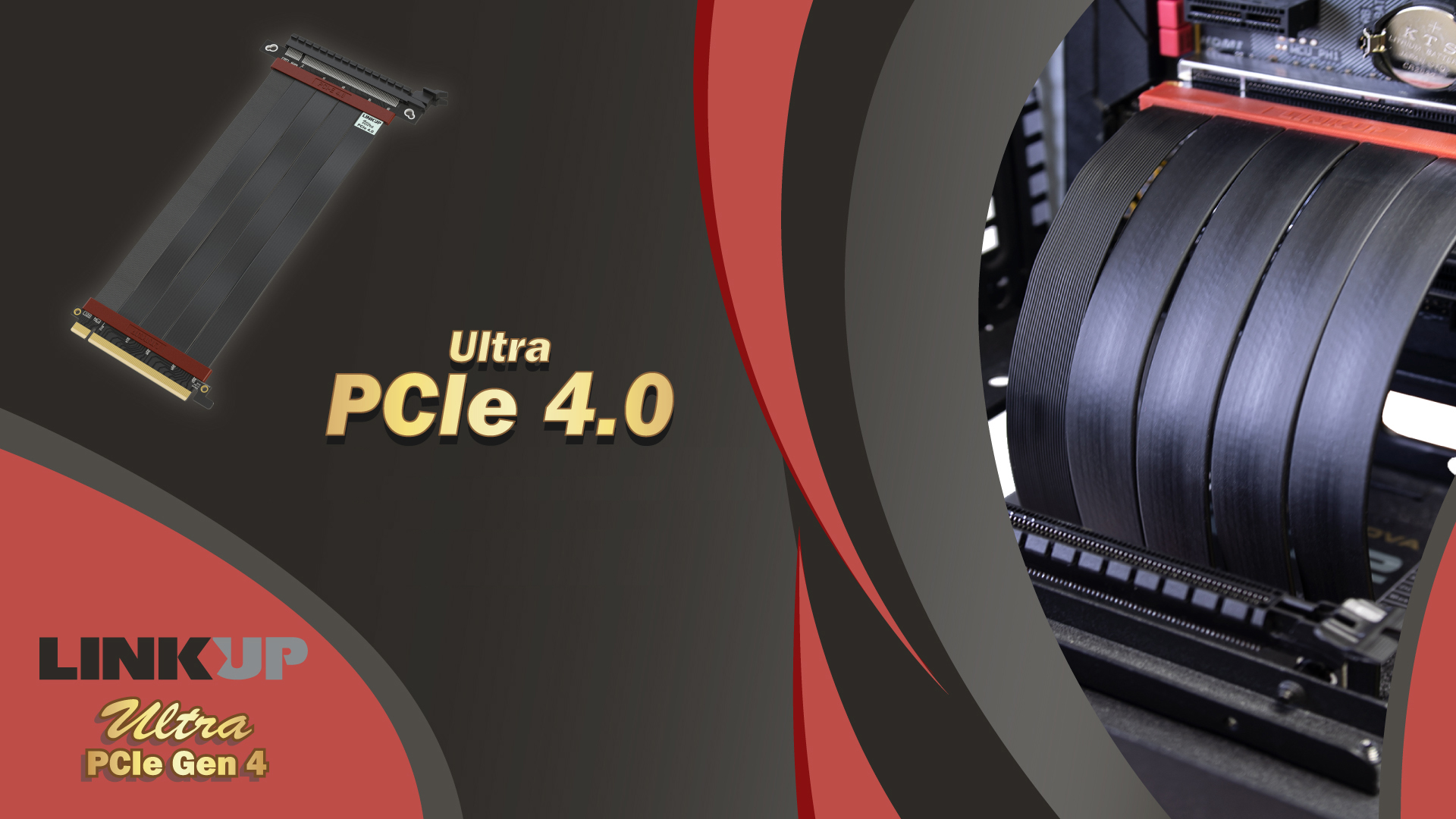 Image of LINKUP - Ultra PCIe 4.0 X16 Riser Cable Shielded High-Speed Vertical Mount Gaming PCI Express Gen4┃Universal 90 Degree Socket (10cm / 3.9 inch) 3.0 Gen3 Compatible┃White