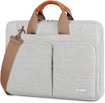 Lacdo 360° Sac à épaule protecteur pour ordinateur portable, 14 Sacs informatiques de pouce pour 14 de pouce MacBook Pro M5 Pour/Max A3426 A3427 (2026), M5/M4/M3/M2/M1 A3434 A3112 A3401 A3185 A2918 A2992 2025-2021 Sac de messager, gris