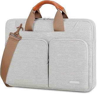 Lacdo 360° Protective Laptop Shoulder Bag for 15 inch New MacBook Air M4 A3241 2025, M3 A3114, M2 A2941 2024-2023, 15 inch MacBook Pro A1990 A1707, Dell XPS 15 Plus 2022-2020 Computer Case Bag, Gray