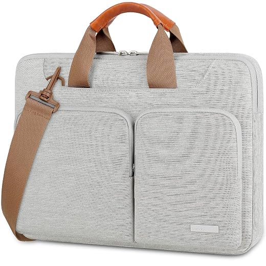 Lacdo Mala de ombro protetora de 360° para portáteis MacBook Air de 15 polegadas M5/A3448 (2026), M4 A3241 2025,M3 A3114, M2 A2941 2024-2023,15 pol MacBook Pro A1990 A1707,mala para Dell XPS 15, Cinza