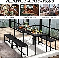 Vista 6 de Juego de mesa de comedor resistente y duradera para 4 personas con banco, mesa de cocina fácil de montar con banco, ahorro de espacio, juego ideal