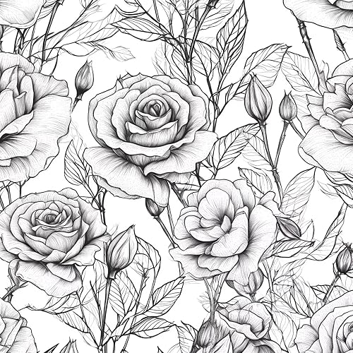 Laatse Papel tapiz moderno floral para despegar y pegar de 17.5 x 118 pulgadas, papel de contacto de rosa vintage, papel de pared de flores