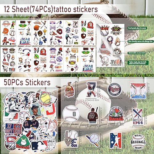 Miniatura 5 de 208 piezas de recuerdos de fiesta de béisbol con bolsas de fiesta de béisbol, silbato de béisbol, pulseras de bolas de béisbol de espuma, llaveros,