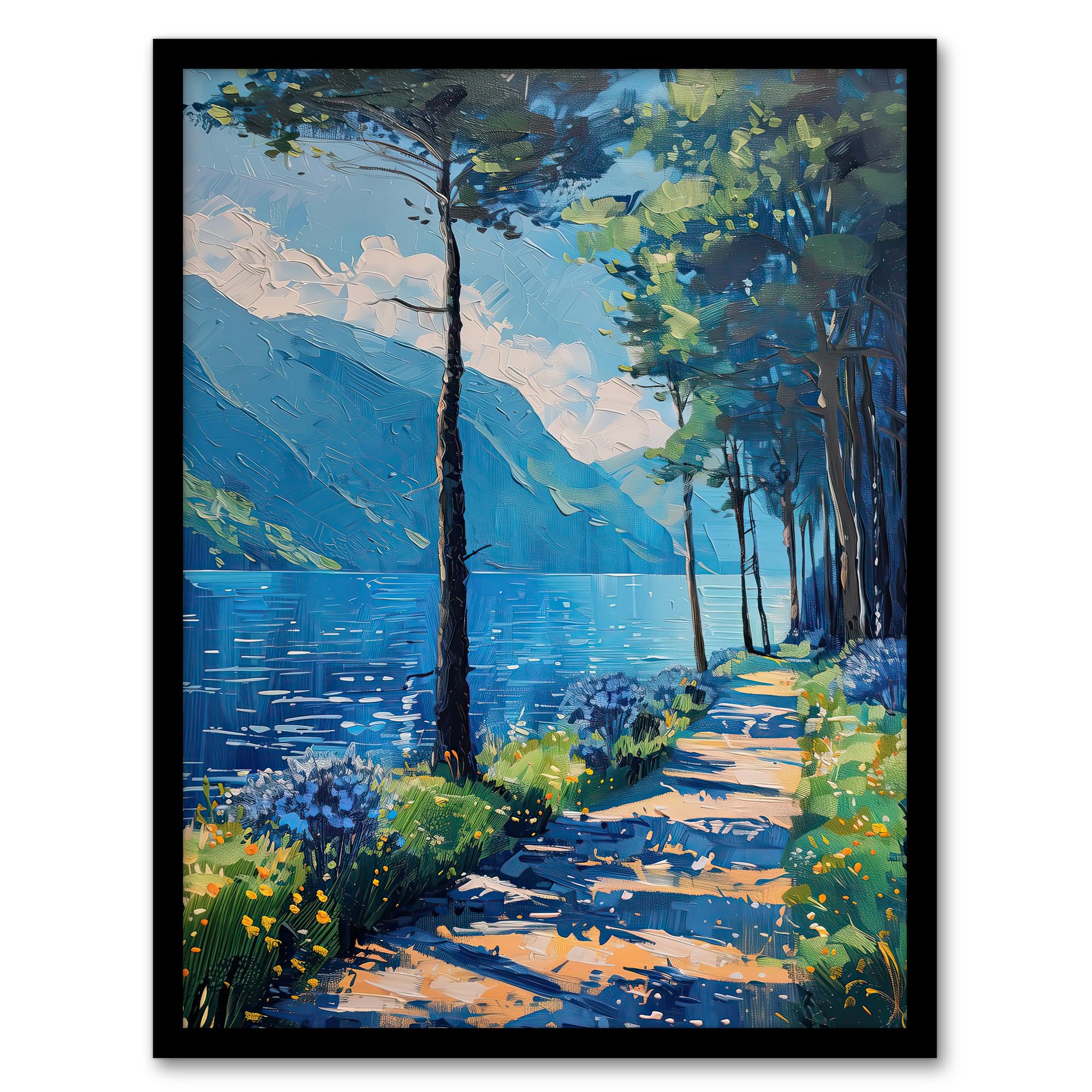 Artery8 Lake District Acrylic Landscape Summer England Living Room Artwork Framed Wall Art Print A4