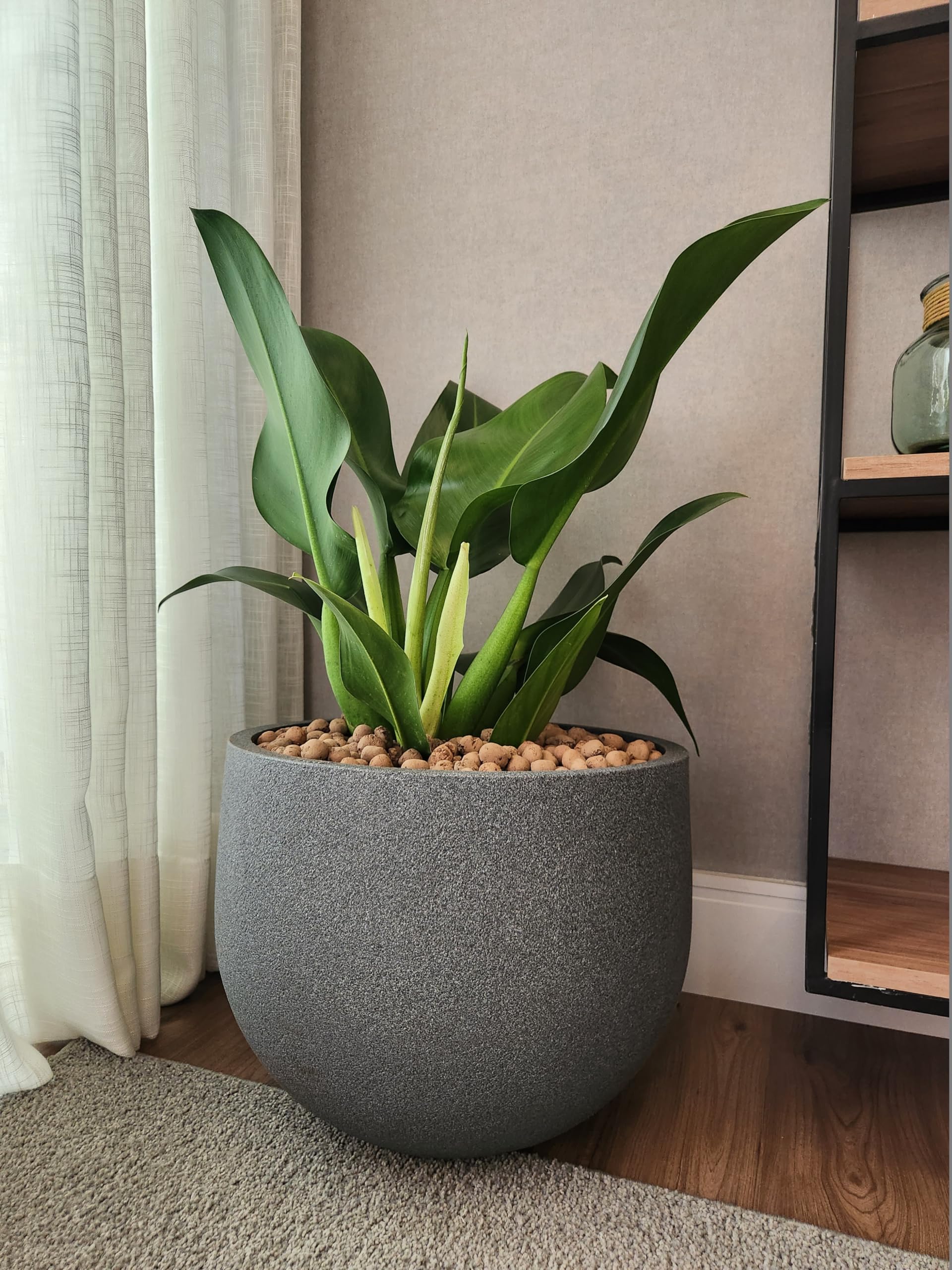 Amazon.com : JAPI Pottery Rustic Round Planter (Charcoal, 22.4