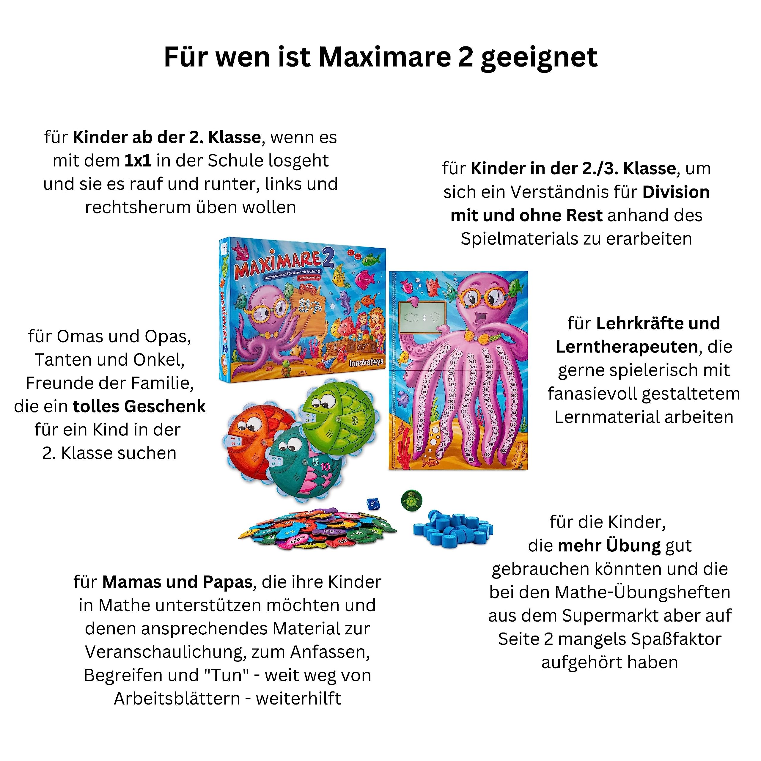 2 Multiplizieren und Dividieren mit Rest bis 100: Lernspiel für Mathe 2. Klasse und Mathe 3. Klasse, 1x1 Lernen Spiel, Division Lernen