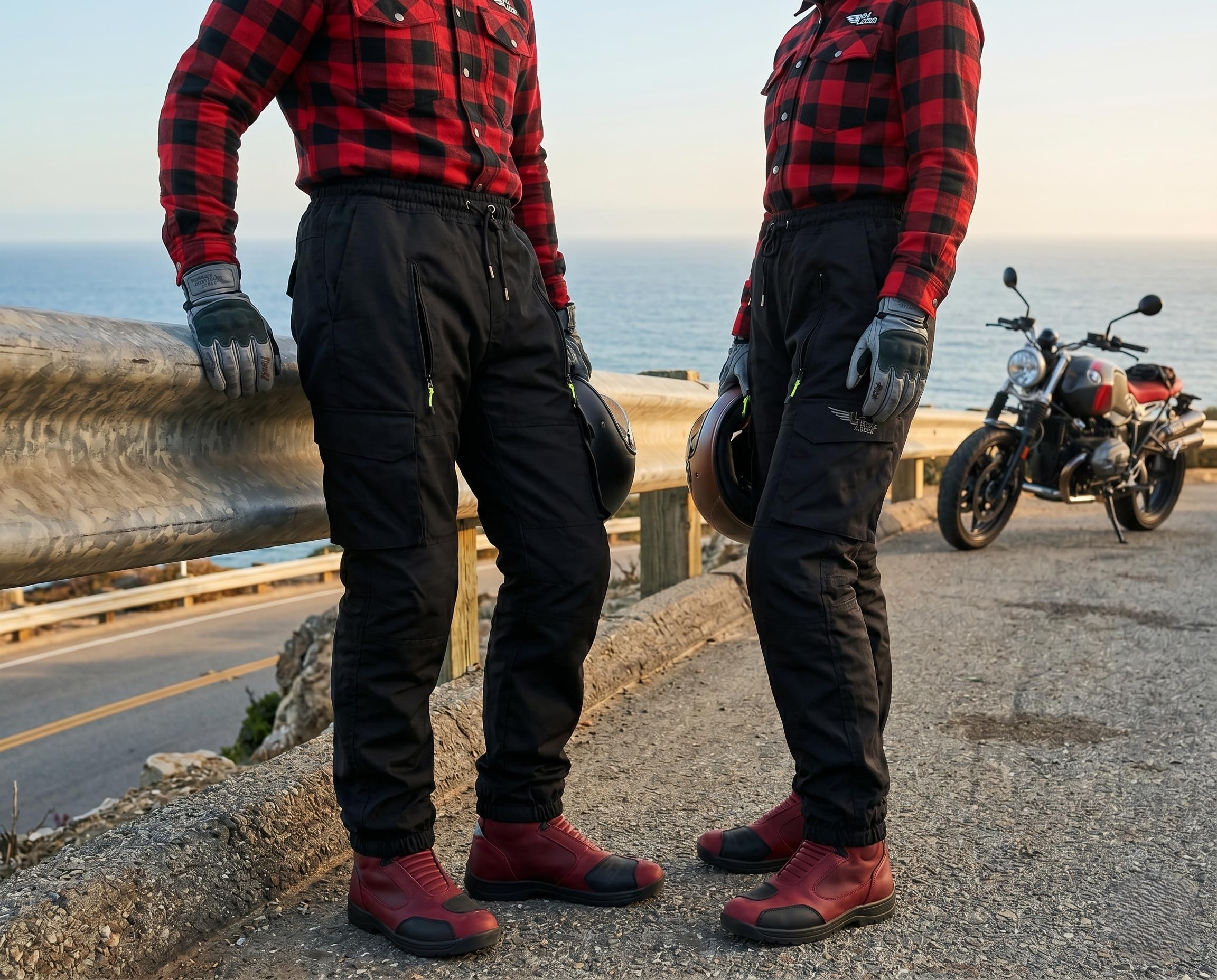 TLA Racer Pantaloni Moto, Protezioni CE, Rinforzi in Aramide. Taglie sino 6XL Uomo, Donna. Ampio Elastico in Vita, Coulisse con Lacci, Varie Tasche e Prese d’Aria. Pantaloni Moto, Scooter