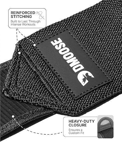 Miniatura 3 de DMoose Fitness Elbow Wraps for Weightlifting (Pair) 40" Adjustable Brace for Joint Support, Pain Relief & Tendonitis - Elbow Straps for Weight