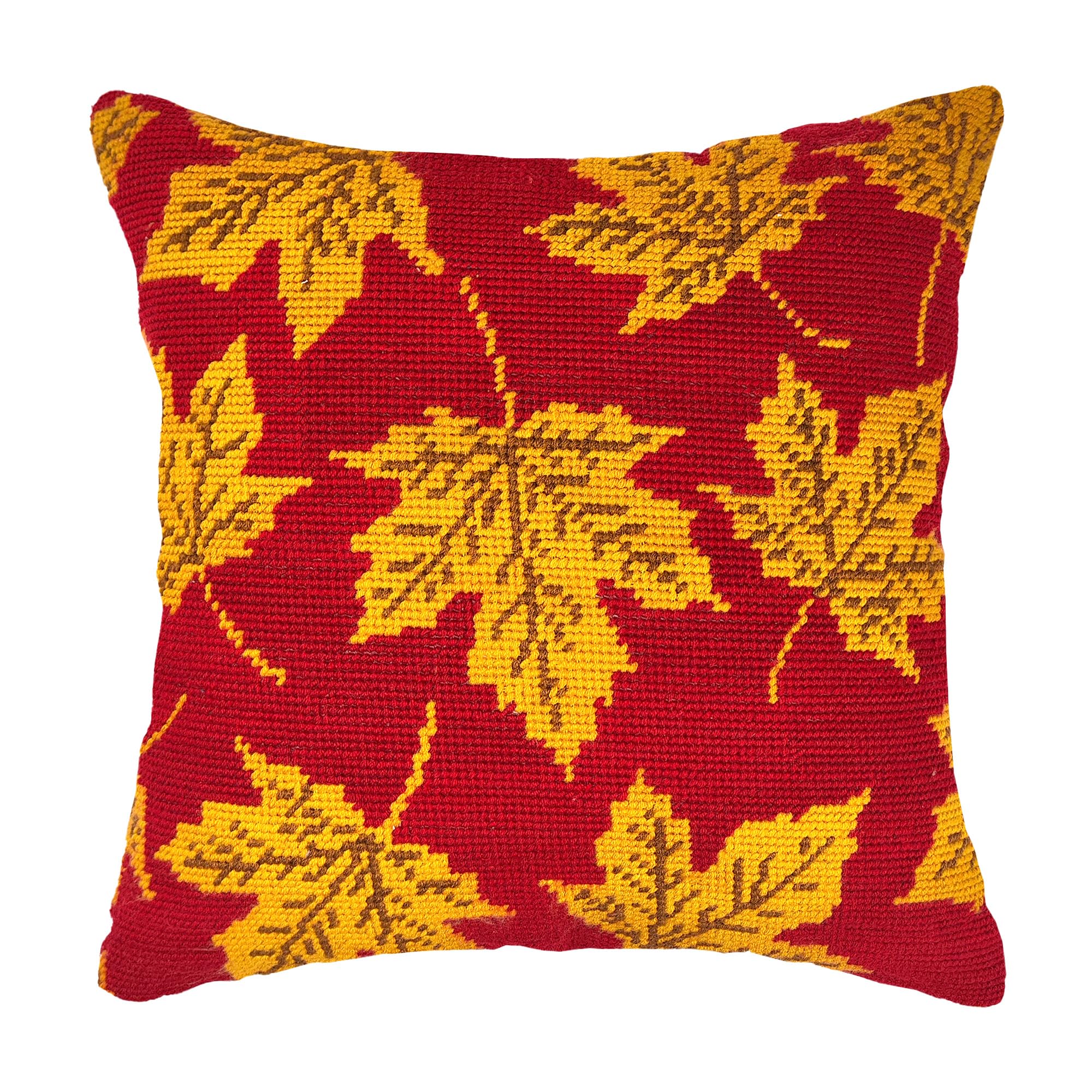 Howie's Needlepoint Needlepoint Kits for Adults, Pillow Front Cross Stitch Kit with Embroidery Pattern on Canvas, Yarn, 2 Needles and Instruction, 16 x 16inch(Maple Leaf)