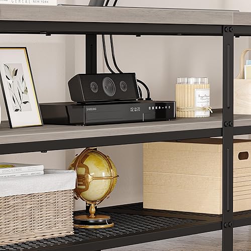 Miniatura 7 de IDEALHOUSE Soporte de TV para TV de 65 y 70 pulgadas, centro de entretenimiento industrial, mesa consola multimedia, soporte de TV de granja con