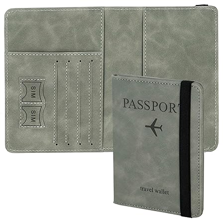 Storite RFID Blocking Passport and Card Holder | PU Leather Passport Cover | Multifunction Travel Document Holder | Passport Wallet for Man and Women  Grey