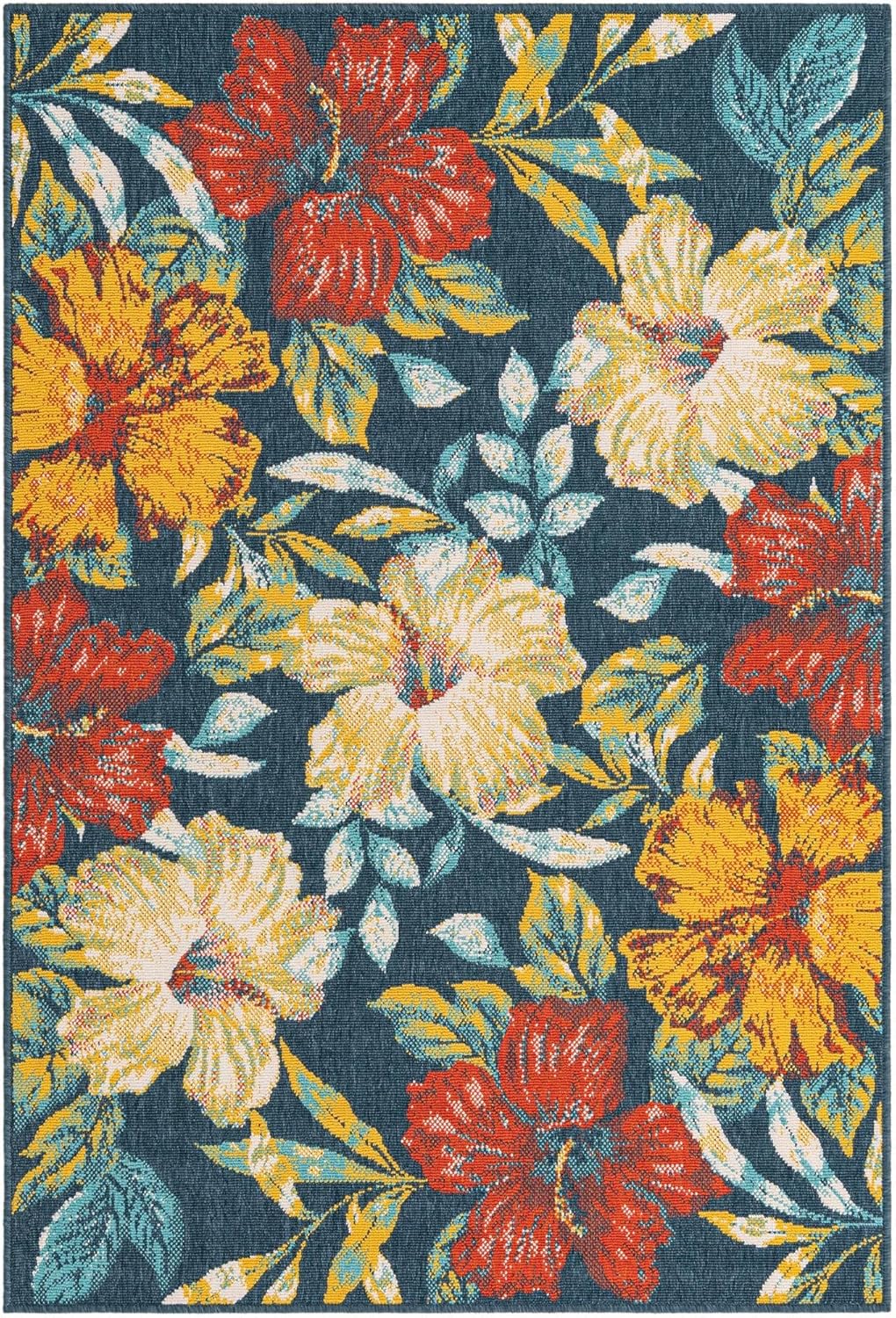 Unique Loom Outdoor Coastal Collection Area Rug - Cicek (4' 1" x 6' 1" Rectangle, Multi/ Light Brown)