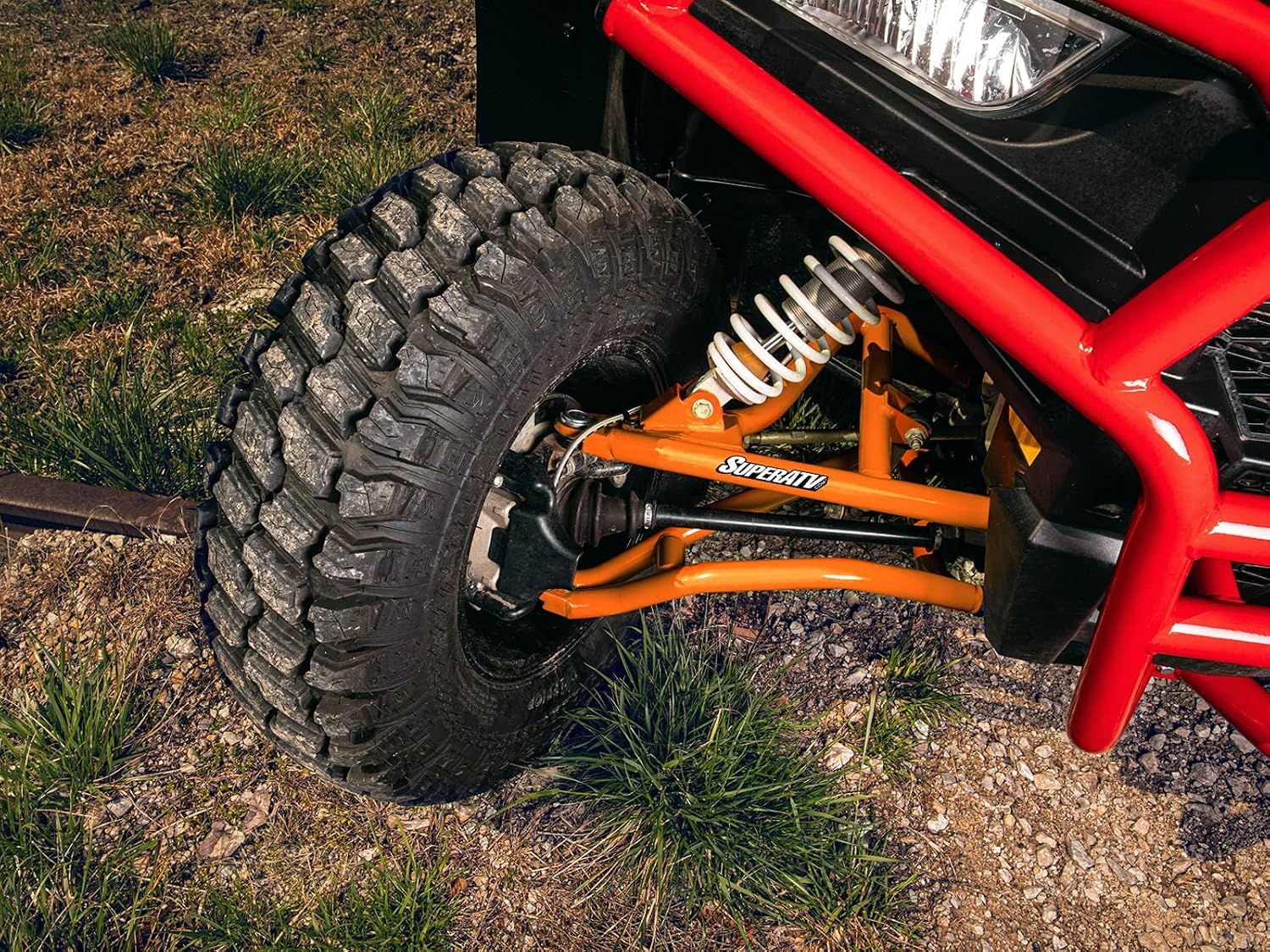 SuperATV 1.5" Forward Offset A Arms for 2021+ Polaris RZR Trail S 900 / S 1000 | Fits Larger Tire Size | Orange | 1.25” Tubing 25% larger Than Stock