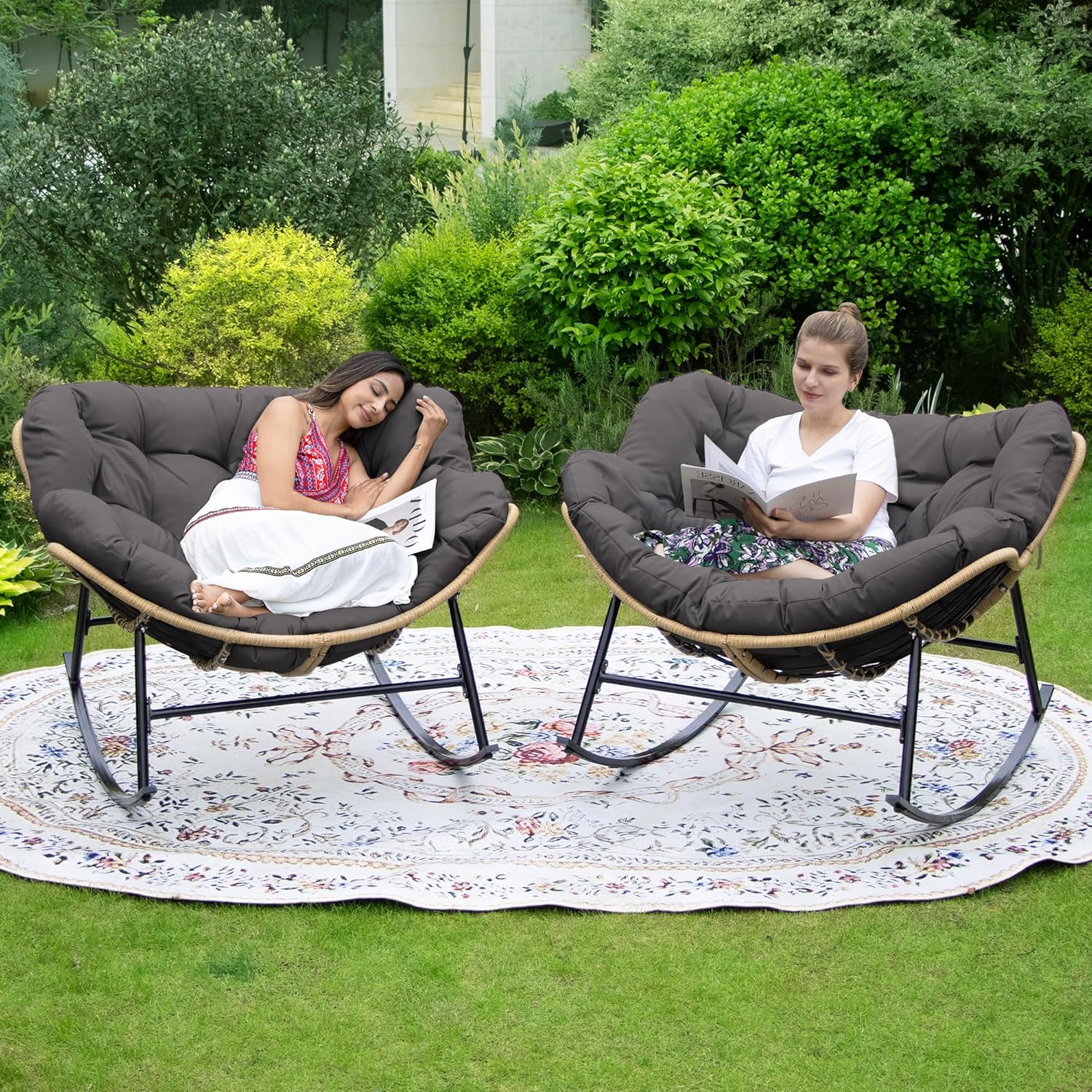 FINCATI PCS Indoor Outdoor Papasan Rocking Chair, Mexico Ubuy