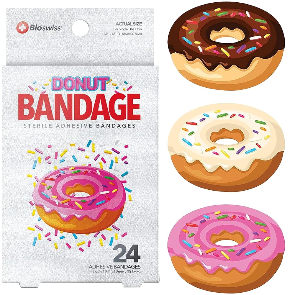 BioSwiss Bandages, Donut Shaped Self Adhesive Bandage Set, Latex Free, Sterile Wound Care, 24 Count