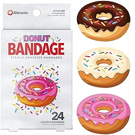 BioSwiss Bandages, Donut Shaped Self Adhesive Bandage Set, Latex Free, Sterile Wound Care, 24 Count