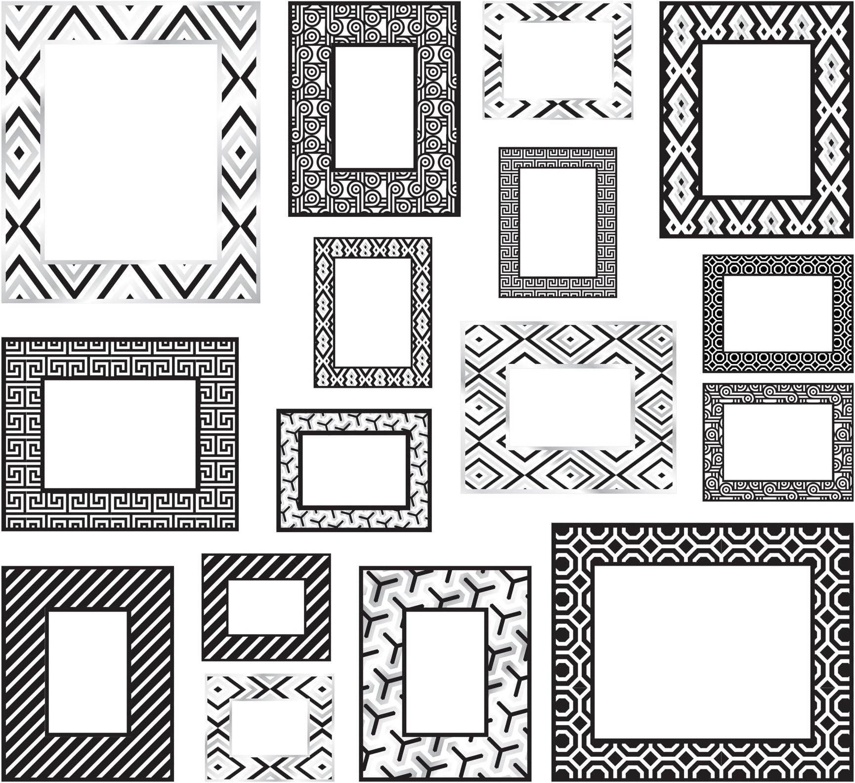 Jonathan Adler WallPops WPK0197 Black/White Frame Kit Wall Applique, 39.5 x 36