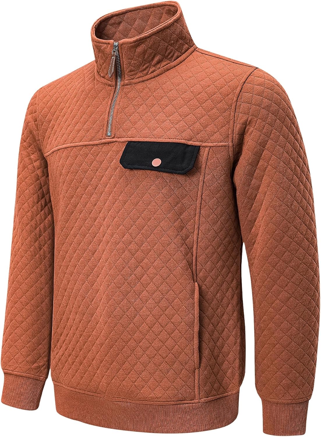 JMIERR Men's Quilted Sweatshirt Casual Long Sleeve Outdoor Stand Collar Quarter-Zip Pullover Sweatshirts
