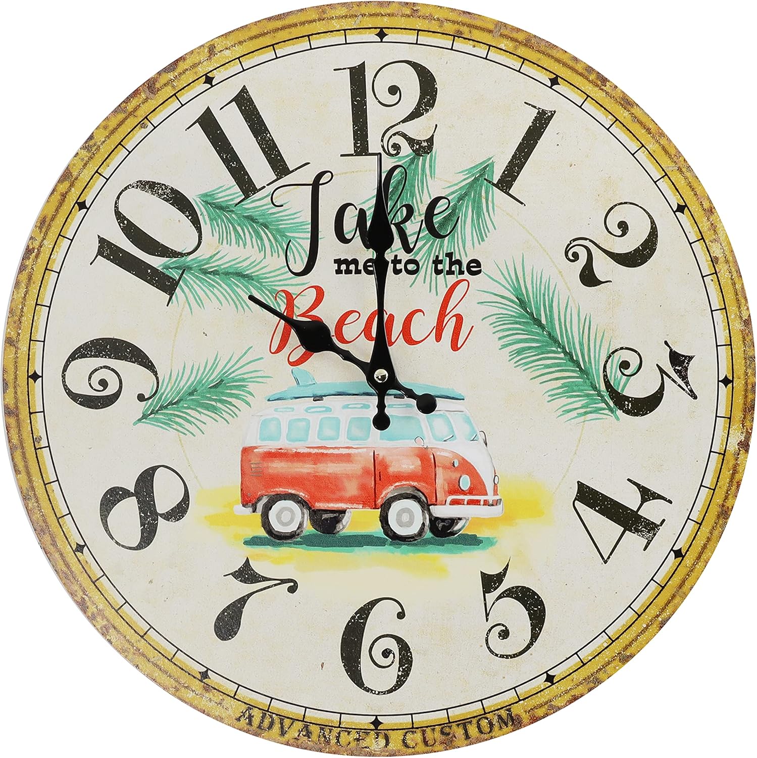 Retro Beach Wall Clock Large (15.75 Inch) Decorative Vintage Home Decor