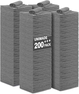 Microfiber Cleaning Cloth, 200 Pack Microfiber Towels for Cars Reusable Shop Rags Bulk Lint Free Cleaning Towels for Car Kitchen Automotive Bar Mechanic Restaurant Garage, 11.5"x 11.5", Grey