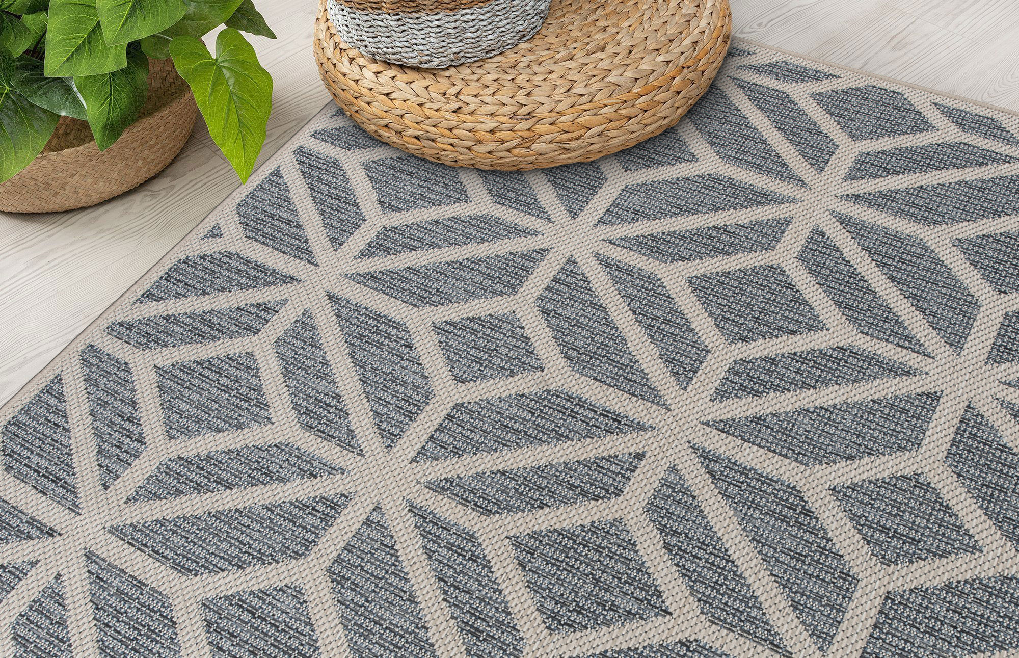 Amazon.com: Rugshop Blue Contemporary Geometric Indoor