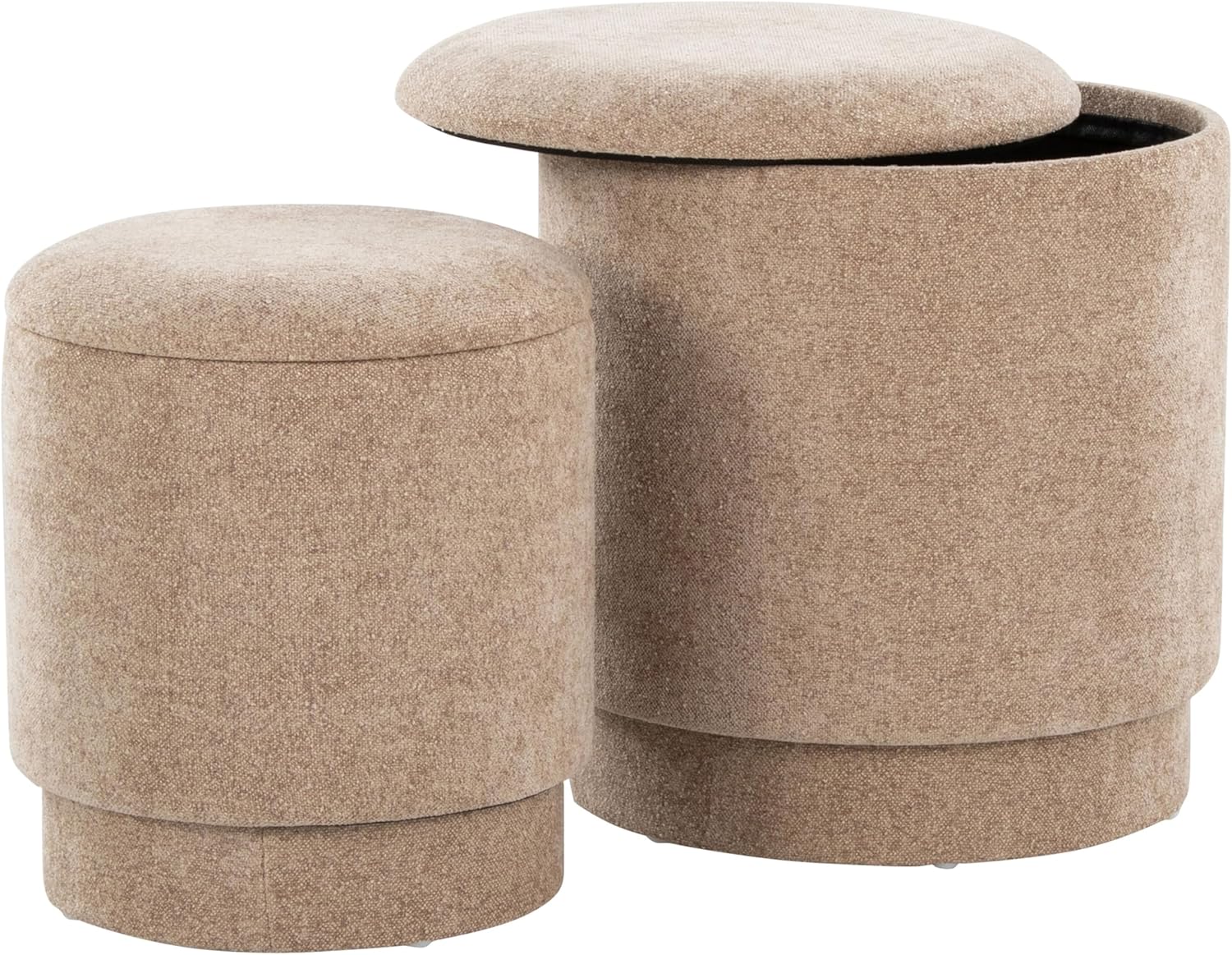 LumiSource Marla Upholstered Contemporary Ottoman Set in Fabric, Ottoman with Storage, Ottoman Foot Rest, Foot Stool Ottoman - Set of 2 Includes Large Ottoman and Small Ottoman (Brown), OT2-MARLAUP