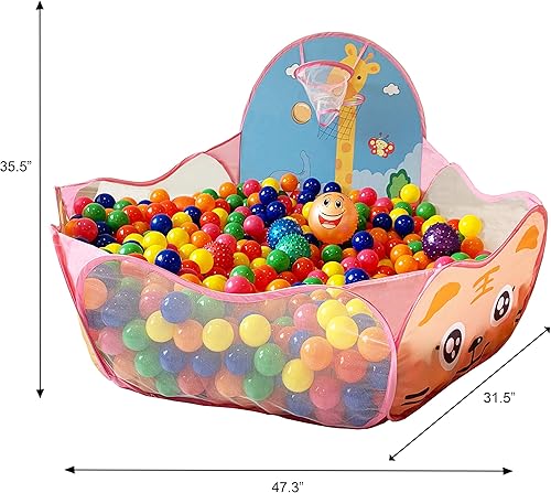 Miniatura 2 de KingBee Tienda de campaña desplegable para niños, piscina en el océano, corralito con aro de baloncesto, juguetes de regalo para niños y niñas de 3,