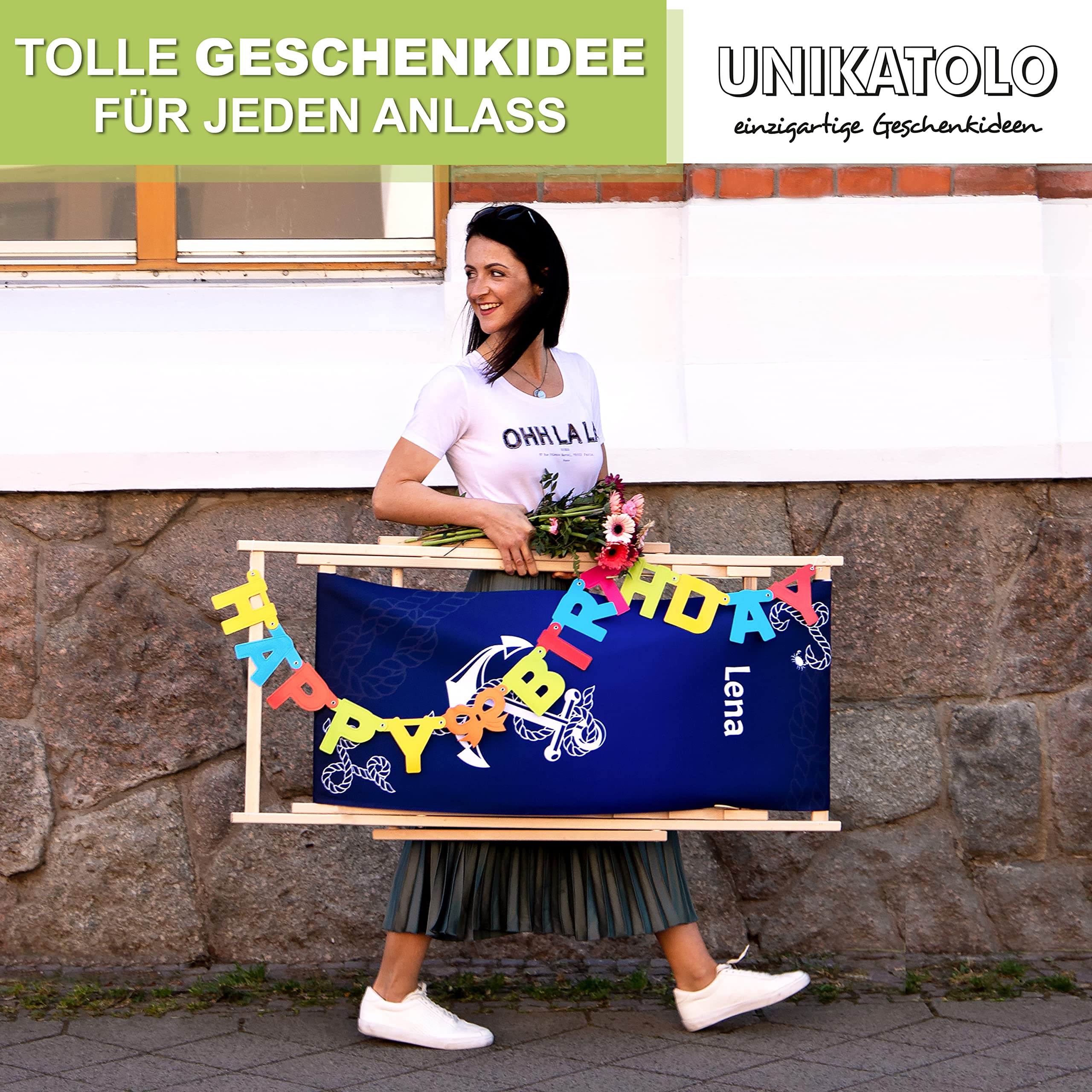 Liegestuhl mit Name | Lederhose Tracht | Oktoberfest Deko Wiesn Party Dekoration Dekoration Biergarten Bayern, Geschenkidee für Männer
