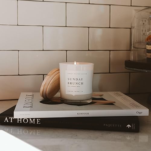 Miniatura 6 de Sweet Water Decor Sunday Brunch Candle  Apple, Bourbon, Vanilla & Maple, Breakfast Scented Soy Wax Candle for Home  11oz White Jar, 50+ Hour Burn
