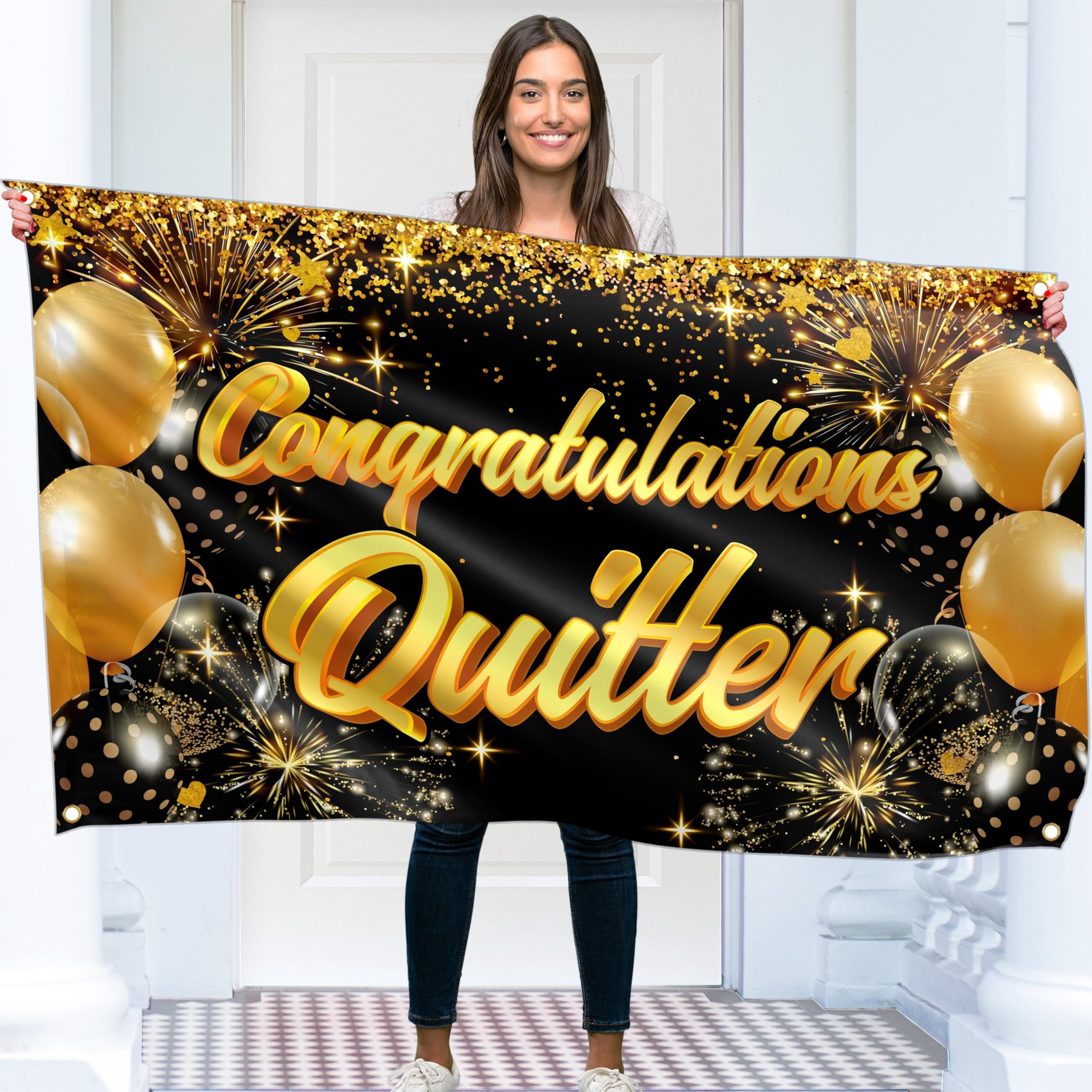 Happy Retirement Banner - Black & Gold Retirement Decorations 5ft x 3ft - The Legend has Retired for Men and Women - Congratulations Quitter
